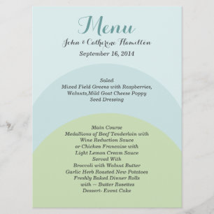 Colourful Modern Custom Wedding Menu