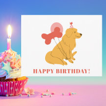 Colourful Modern Cute Dog Fun Happy Birthday