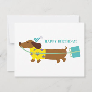 Colourful Modern Cute Dog Happy Birthday Typograph Card