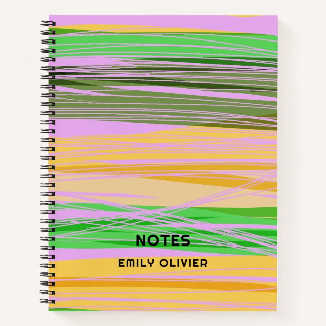 Colourful Modern Design Pink Green Yellow Custom Notebook (Front)