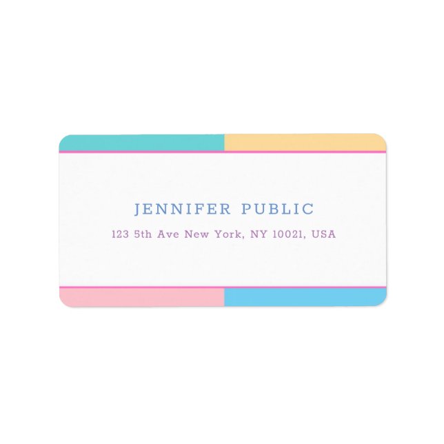 Colourful Modern Design Template Trendy Address Label (Front)