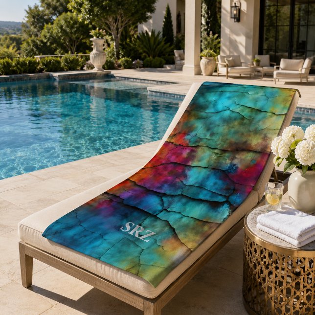 Colourful Modern Distressed Abstract Monogram Beach Towel (Creator Uploaded)