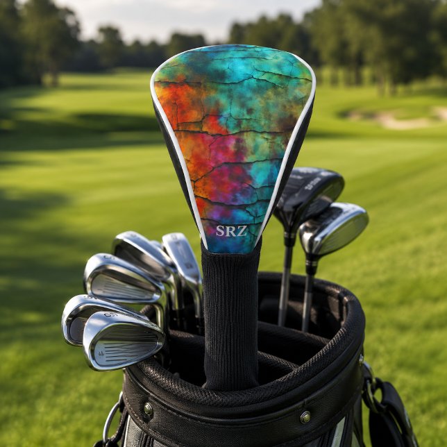 Colourful Modern Distressed Abstract Monogram Golf Head Cover (Creator Uploaded)