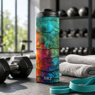 Colourful Modern Distressed Abstract Monogram Thermal Tumbler