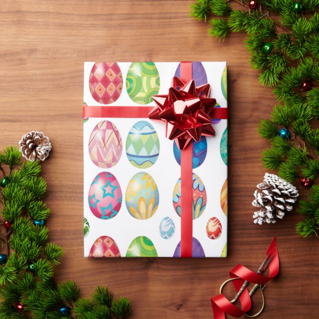 Colourful Modern Easter Eggs Pattern | Holidays Wrapping Paper (Holiday Gift)