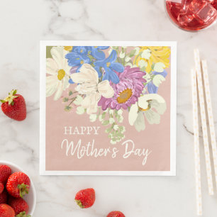 Colourful Modern Floral Blooms Mothers Day Napkin