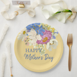 Colourful Modern Floral Blooms Mothers Day Paper Plate