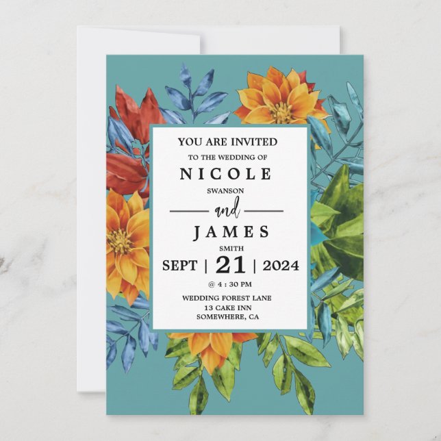Colourful Modern Floral Invitation (Front)