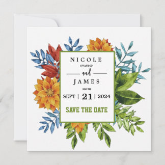 Colourful Modern Floral Save The Date
