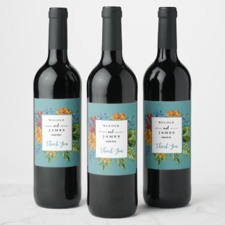 Colourful Modern Floral Wine Label