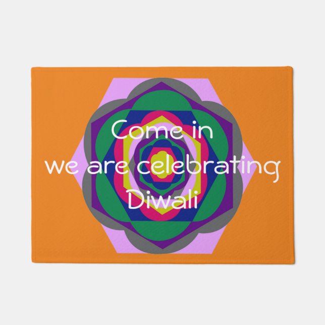 Colourful modern flower doormat (Front)