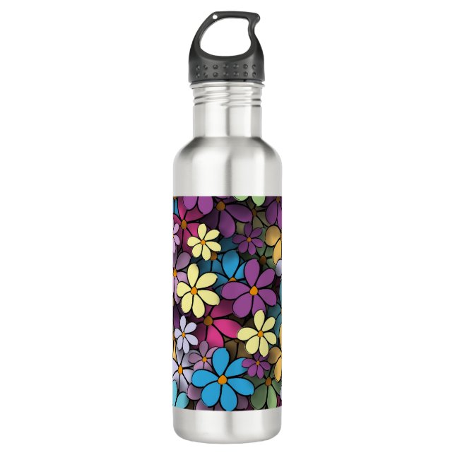 Colourful Modern Flower Pattern 710 Ml Water Bottle (Front)