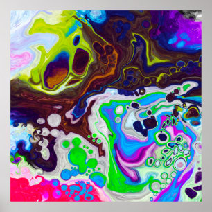 Colourful Modern Fluid Art Pour Painting Cells Poster
