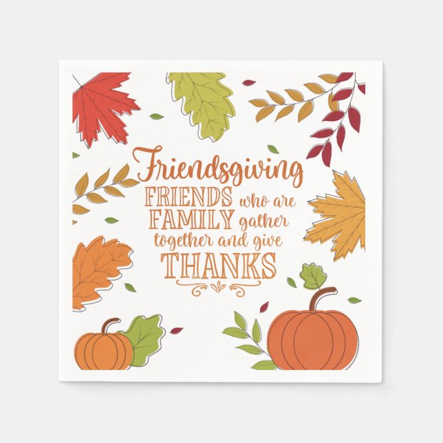 Colourful Modern Friendsgiving Napkin (Front)