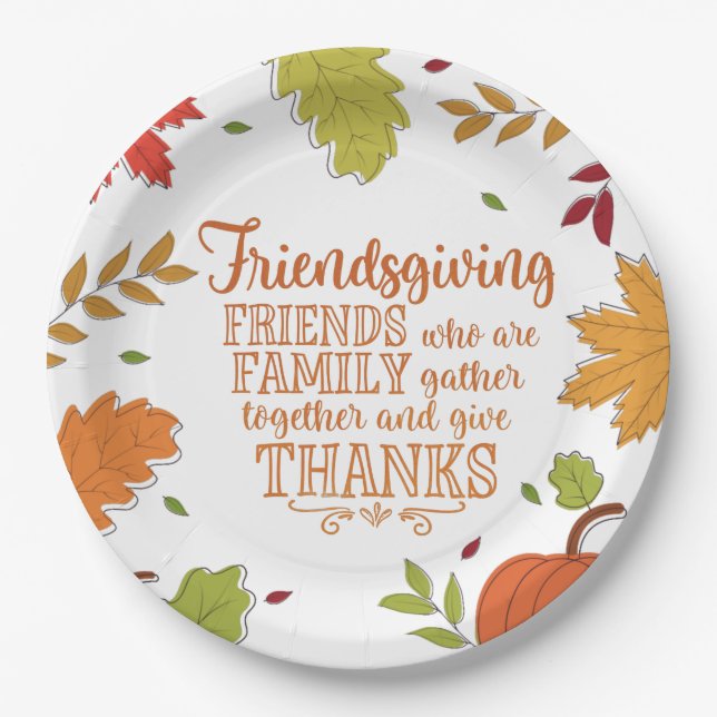Colourful Modern Friendsgiving Paper Plate (Front)