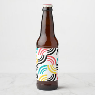 Colourful, modern, fun, cheerful geometric graphic beer bottle label