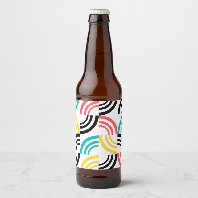 Colourful, modern, fun, cheerful geometric graphic beer bottle label (Front)