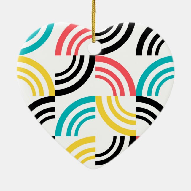 Colourful, modern, fun, cheerful geometric graphic ceramic ornament (Back)