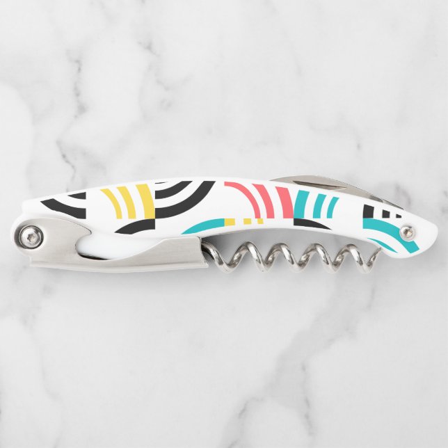 Colourful, modern, fun, cheerful geometric graphic corkscrew (Front)