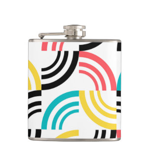 Colourful, modern, fun, cheerful geometric graphic hip flask