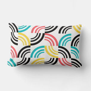 Colourful, modern, fun, cheerful geometric graphic lumbar cushion