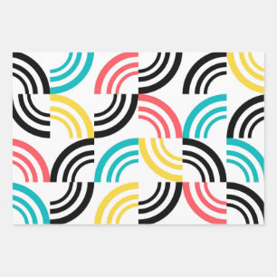 Colourful, modern, fun, cheerful geometric graphic wrapping paper sheet