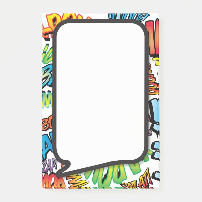 Colourful Modern Fun Comic Book Speech Bubble Post-it Notes (Front)