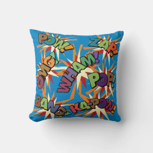 Colourful Modern Fun Cool Typography Comic Book Cushion