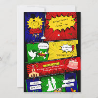 colourful modern fun retro comic wedding story