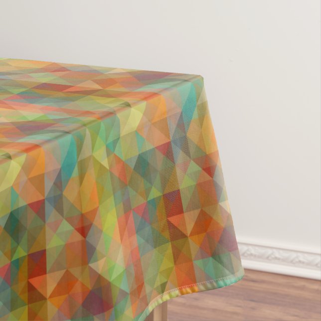 Colourful Modern Funky Retro Polygon Mosaic Patter Tablecloth (In Situ)