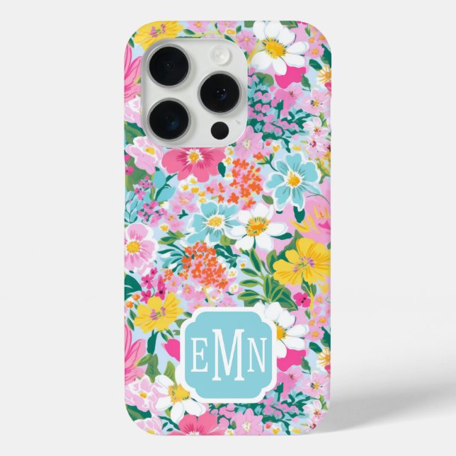 Colourful Modern Garden Monogrammed Case-Mate iPhone Case (Back)