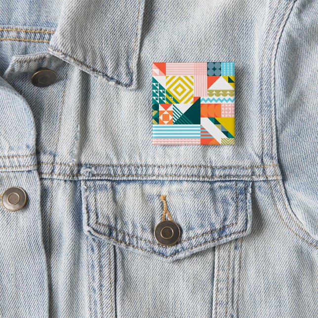 Colourful Modern Geometric Abstract Pattern  15 Cm Square Badge (Creator Uploaded)
