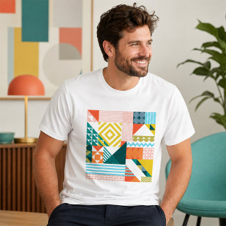 Colourful Modern Geometric Abstract Pattern  T-Shirt