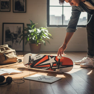 Colourful Modern Geometric Abstract Star Pattern Skateboard