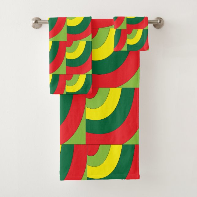 Colourful Modern Geometric Arch Pattern  Bath Towel Set (Insitu)