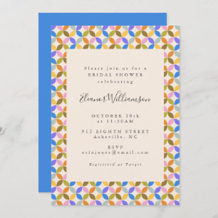 Colourful Modern Geometric Blue Bridal Shower Invitation