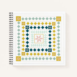 Colourful Modern Geometric Medallion Art Design Notebook