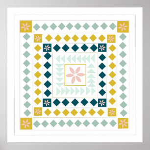 Colourful Modern Geometric Medallion Art Design Poster