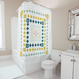 Colourful Modern Geometric Medallion Art Design Shower Curtain