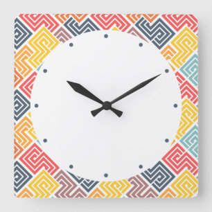 Colourful Modern Geometric Pattern Square Wall Clock