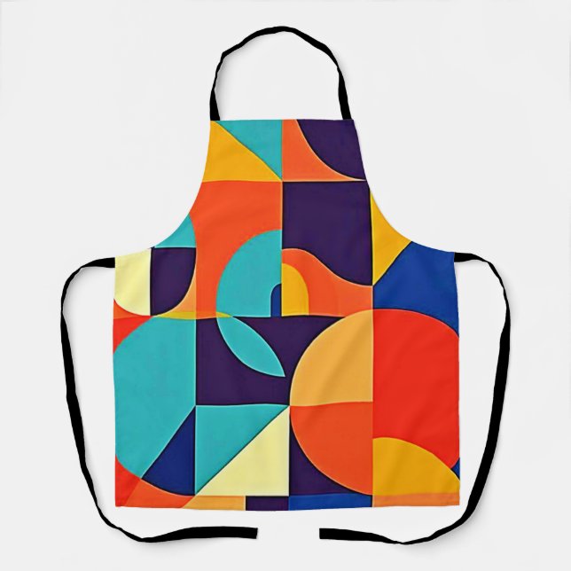 Colourful Modern Geometry Apron (Front)