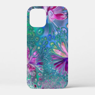 Colourful Modern Girly Floral Liquid Art iPhone 12 Mini Case