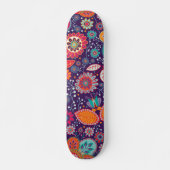 Colourful Modern Girly Floral Pattern Skateboard (Front)