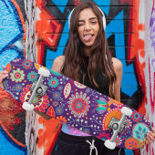 Colourful Modern Girly Floral Pattern Skateboard