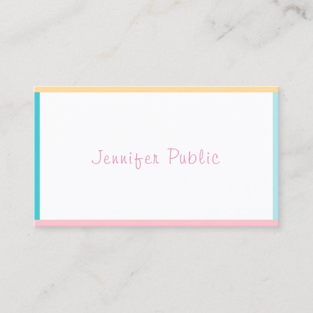 Colourful  Modern Hand Script Text Sympathetic Business Card (Front)