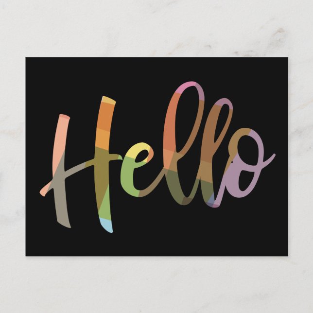 Colourful Modern Handlettering Hello Greeting Postcard (Front)
