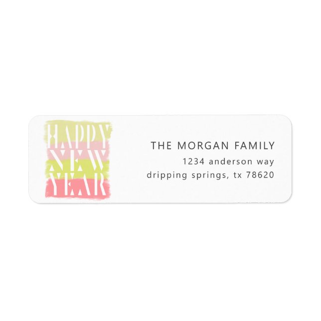 Colourful modern happy new year return address label (Front)