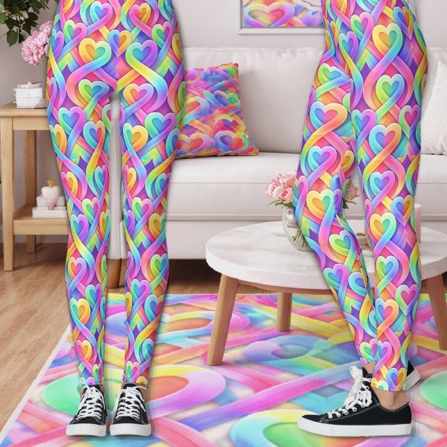 Colourful Modern Hearts Pattern Valentine’s Day  Leggings (Creator Uploaded)