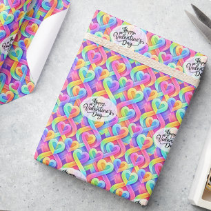 Colourful Modern Hearts Pattern Valentine’s Day Wrapping Paper