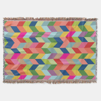 Colourful Modern Herringbone Throw Blanket